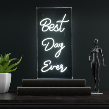 Best Day Ever Contemporary Glam Acrylic Box USB Operated LED Neon Light - JONATHAN Y